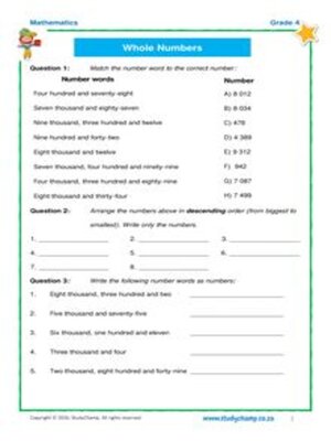 cover image of Grade 4 Maths Workbook: Whole Numbers